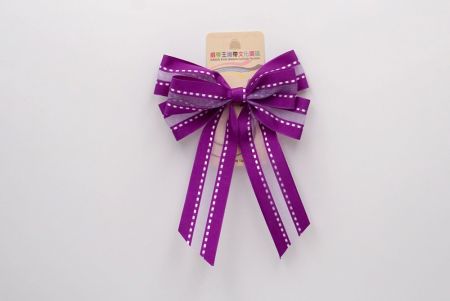 Фіолетовий - гудзик і білий шовк 6 петель стрічковий бант_BW636-K1320-7