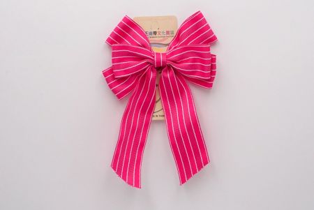 Pink and White Stripes Grosgrain 6 Loops Ribbon Bow_BW636-K1740-272