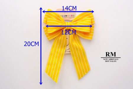 Yellow and White Stripes Grosgrain 6 Loops Ribbon Bow_BW636-K1740-401