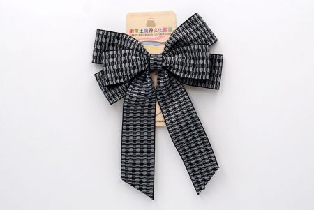 Black Unique Checkered  6 Loops Ribbon Bow_BW636-K1750-001