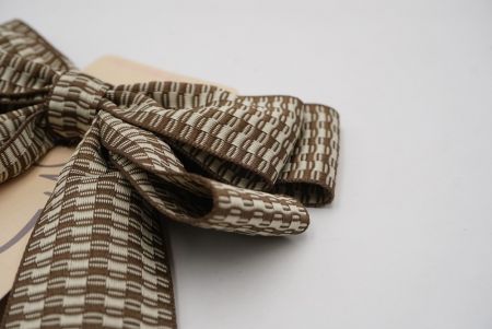 Brown Unique Checkered  6 Loops Ribbon Bow_BW636-K1750-108