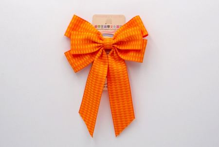 Orange Einzigartige karierte 6 Schleifenband Bow_BW636-K1750-361