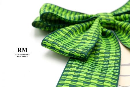 Green Unique Checkered  6 Loops Ribbon Bow_BW636-K1750-505