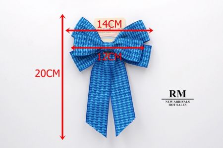 Blue Unique Checkered  6 Loops Ribbon Bow_BW636-K1750-689