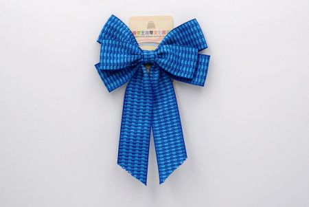 Blue Unique Checkered  6 Loops Ribbon Bow_BW636-K1750-689
