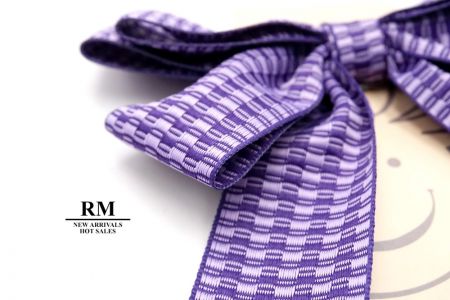Violet Unique Checkered  6 Loops Ribbon Bow_BW636-K1750-704