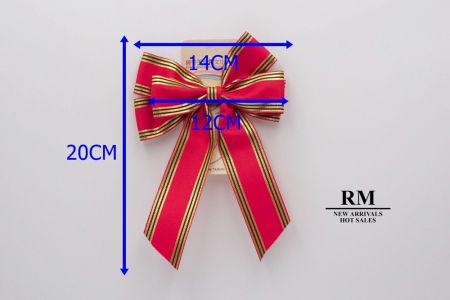 Red- Metallic Side Grosgrain 6 Loops Ribbon Bow_BW636-K220-2