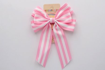 Pink and White Stripes Grosgrain 6 Loops Ribbon Bow_BW636-K888-17