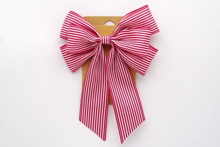 Lazo de cinta tejida a rayas rojas y blancas con 6 lazos_BW636-K998-1