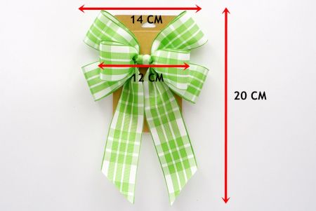 Lazo de cinta a cuadros verde y blanco con 6 lazos_BW636-PF261-2