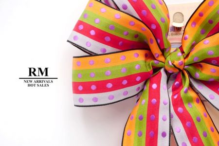 Jumping Stripe Color and Polka 6 Loops with Knot Ribbon Bow_BW636-W791-1