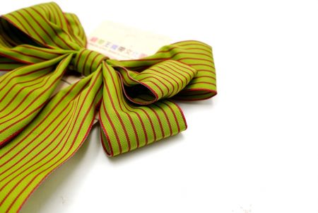 Apple Green and Red Stripes 6 Loops Ribbon Bow_BW636-W805E-6