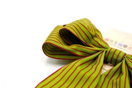 Apple Green and Red Stripes 6 Loops Ribbon Bow_BW636-W805E-6