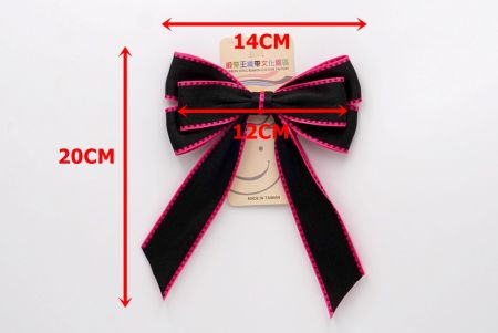 Black Pink 6 Loops Ribbon Bow_BW636-WT743-3