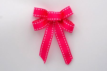 Рожева стрічка з смужками по боках Ribbon Bow_BW637-K1284W-7