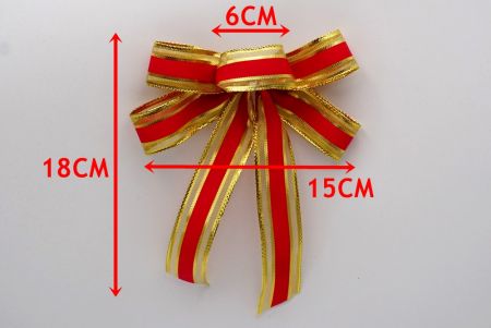 Gold and Red Ribbon 5 Loops 2 tails Ribbon Bow_BW637-W144-10