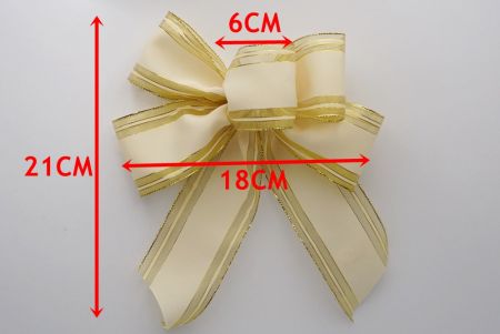 Metallic Gold and Ivory Ribbon 5 Loops Ribbon Bow_BW637-W144-7