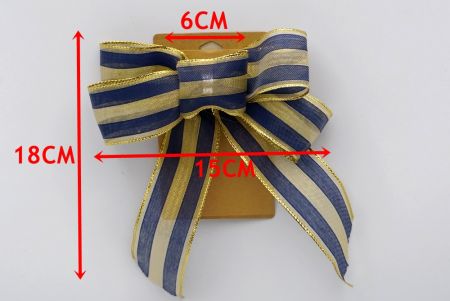 Laço de Fita Metálica Listras Amarelas e Azuis com 5 Laços e 2 Tiras Curtas_BW637-W221-6
