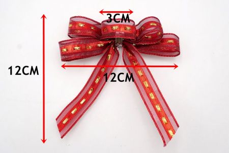 Red Metallic Ribbon Dragonfly style Ribbon Bow_BW637-W376R-2
