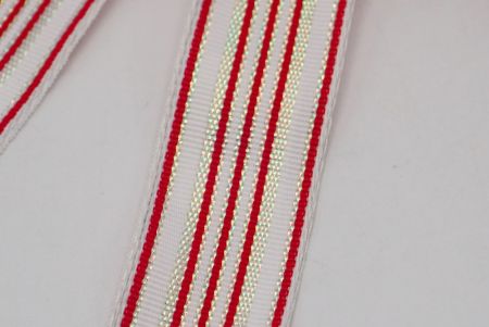 Fita Listrada Vermelha e Branca com 5 Laços e 2 Pontas Laço_BW637-W759
