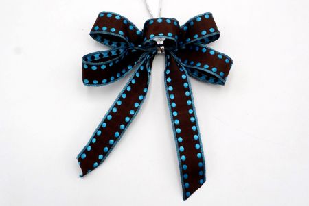 Dark Ribbon Blue dots Dragonfly 5 Loops Ribbon Bow_BW637-W789-8