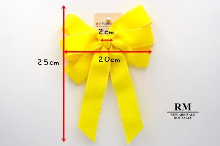 Yellow Woven 6 Loops knot Ribbon Bow_BW638-DK584-1-150084