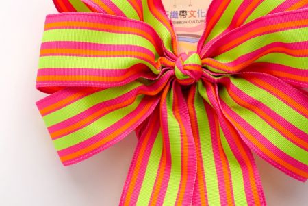 Neon Stripes 6 Loops with Knot Ribbon Bow_ BW638-K1204-6