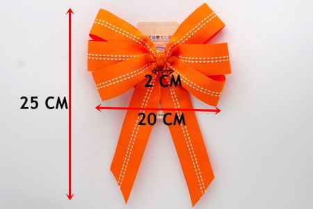 Orangefarbene Punkte in der Mitte mit 6 Schleifen und Knotenband-Bow_BW638-K1285-3