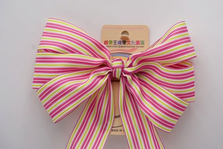Colorful Horizontal Stripes 6 Loops with Knot Ribbon Bow_ BW638-K1297-3