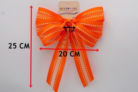 Naranja transparente en el medio con 6 lazos y lazo de cinta con nudo_ BW638-K1320-6