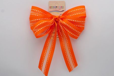 Orange Middle Sheer 6 Loops with Knot Ribbon Bow_ BW638-K1320-6
