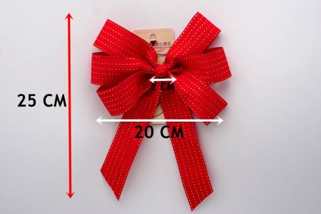 Red Grosgrain Glitter Dots 6 Loops with Knot Ribbon Bow_ BW638-K1333-2