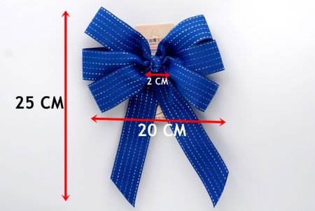 Blue Grosgrain Glitter Dots 6 Loops with Knot Ribbon Bow_ BW638-K1333-6