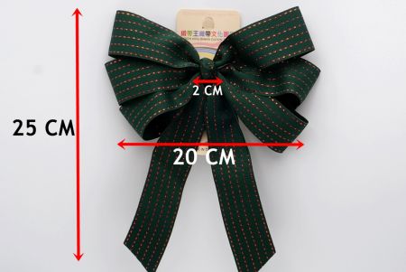 Dark Green Grosgrain Glitters 6 Loops with Knot Ribbon Bow_ BW638-K1333-7