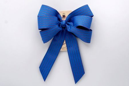 Blue Grosgrain Red Glitter 6 Loops with Knot Ribbon Bow_ BW638-K1333R-8
