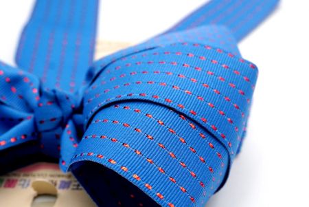Blue Grosgrain Red Glitter 6 Loops with Knot Ribbon Bow_ BW638-K1333R-8