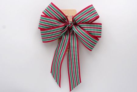 Red, white, green 6 Loops with Knot Ribbon Bow_ BW638-K1424-4