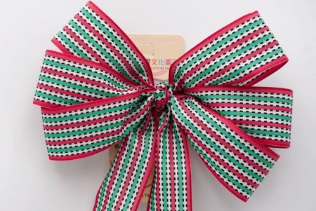 Red, white, green 6 Loops with Knot Ribbon Bow_ BW638-K1424-4