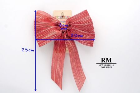 Red Skinny Stripe 6 Loops with Knot Ribbon Bow_BW638-K1528-6