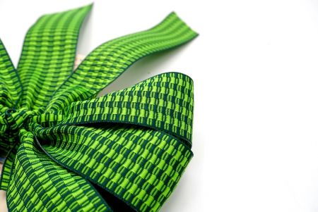 Green Unique Checkered Design 6 Loops with Knot Ribbon Bow_BW638-K1750-505