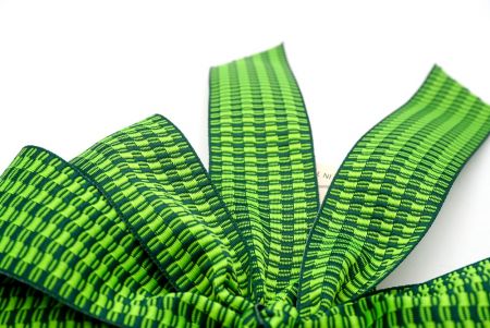 Lazo de cinta con nudo de diseño de cuadros verdes únicos de 6 bucles_BW638-K1750-505