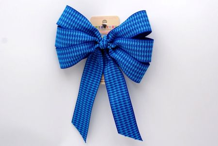 Blue Unique Checkered Design 6 Loops with Knot Ribbon Bow_BW638-K1750-689