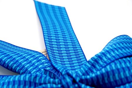 Laço de Fita Xadrez Azul com Design Único 6 Voltas com Nó_BW638-K1750-689