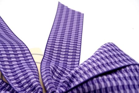 Lazo de cinta con nudo de diseño de cuadros violetas únicos de 6 bucles_BW638-K1750-704