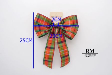 Autumn Retro Color Plaid 6 Loops with Knot Ribbon Bow_BW638-PF106W-1_1