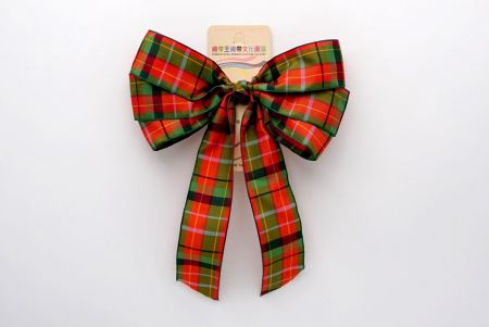 Autumn Retro Color Plaid 6 Loops with Knot Ribbon Bow_BW638-PF106W-1_2