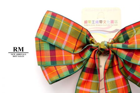 Autumn Retro Color Plaid 6 Loops with Knot Ribbon Bow_BW638-PF106W-1_5