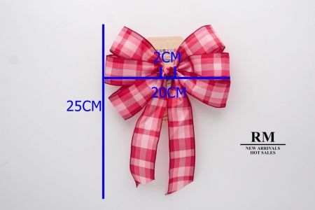 Hot Pink Plaid 6 Loops with Knot Ribbon Bow_BW638-PF108W-3