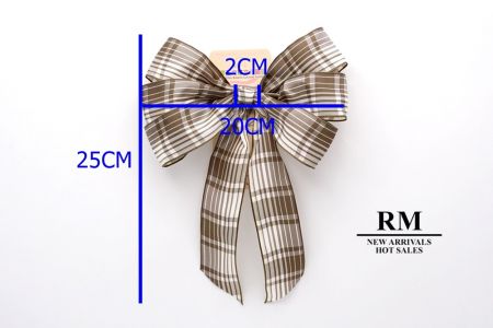 Brown Plaid 6 Loops with Knot Ribbon Bow_BW638-PF110W-12