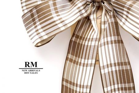 Brown Plaid 6 Loops with Knot Ribbon Bow_BW638-PF110W-12